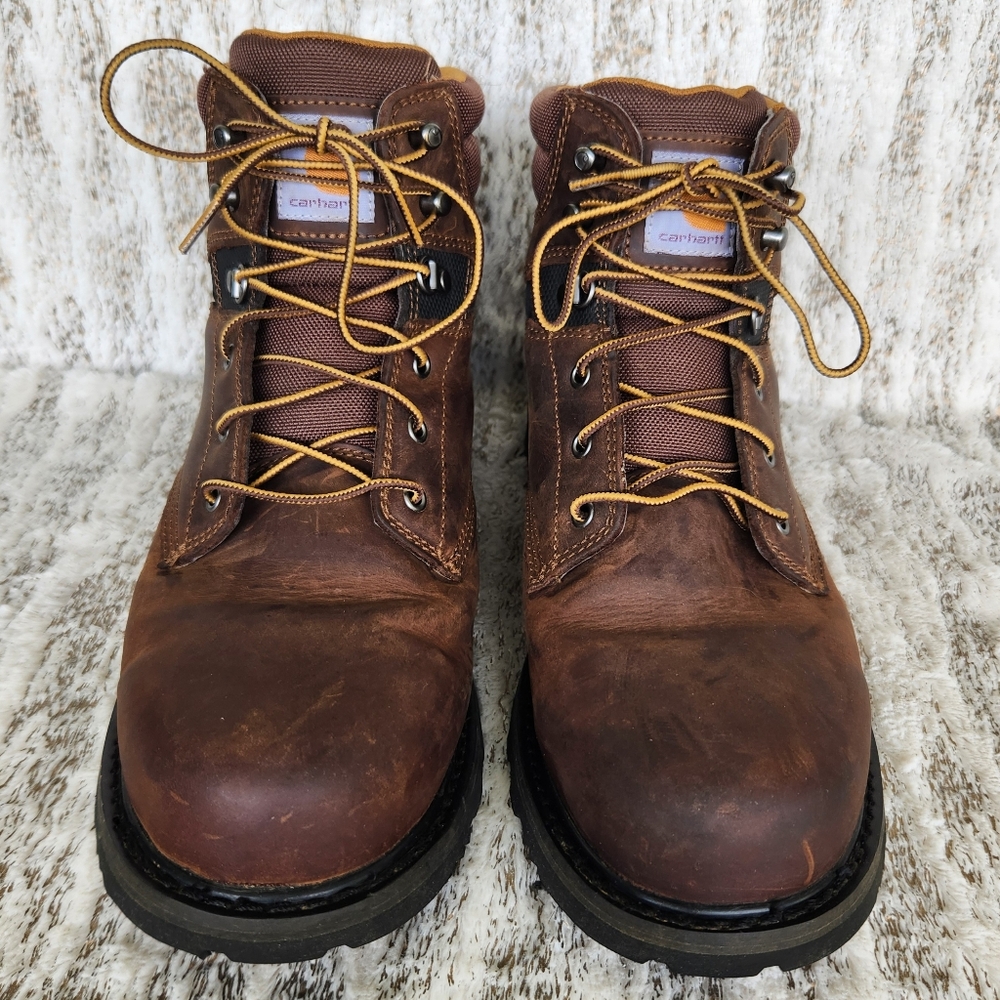 Carhartt "6-inch Soft Toe Work Boot" Oiled Leather Lace Up Brown, Men's Size 12W - Picture 4 of 13